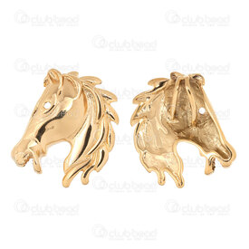 1720-2010-48GL - Animal Stainless Steel 304 Pendant Horse Head 30x30x5mm with Back Loop Gold Plated 4pcs 1720-2010-48GL,1720-20,montreal, quebec, canada, beads, wholesale