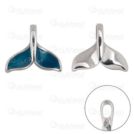 1720-2010-50 - Animal Stainless Steel 304 Pendant Whale Tail 20x23x5mm with Blue Enamel Natural 1pc 1720-2010-50,Pendants,montreal, quebec, canada, beads, wholesale