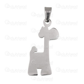 1720-2010-58 - Animal Stainless Steel 304 Pendant Giraffe 24.5x13x1.5mm with Bail Natural 10pcs 1720-2010-58,pendant,montreal, quebec, canada, beads, wholesale