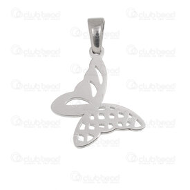 1720-2010-60 - Animal Acier Inoxydable 304 Pendentif Papillon 17.5x12.5x1.5mm avec Beliere Naturel 10pcs 1720-2010-60,bút,montreal, quebec, canada, beads, wholesale
