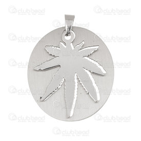 1720-2011-02 - Nature Stainless Steel Pendant Canabis Leaf 36x32mm Natural 1pc 1720-2011-02,Pendants,Stainless Steel,montreal, quebec, canada, beads, wholesale