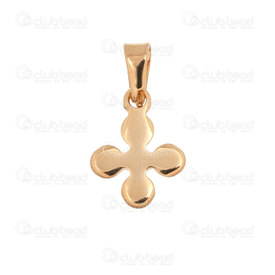 1720-2011-08GL - Nature Stainless Steel 304 Pendant Clover 14x11x1mm with Bail Gold Plated 10pcs 1720-2011-08GL,stainless steel,montreal, quebec, canada, beads, wholesale