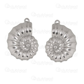 1720-2011-10 - Nature Stainless Steel 304 Pendant Conch 21x14.5x4.5mm with Loop 2.5mm Natural 4pcs 1720-2011-10,Pendants,Stainless Steel,montreal, quebec, canada, beads, wholesale