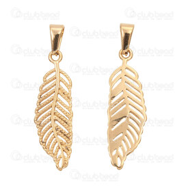 1720-2011-12GL - Nature Stainless Steel 304 Pendant Leaf 33.5x10.5x1.5mm with Bail Gold Plated 4pcs 1720-2011-12GL,Pendants,pendentif or,montreal, quebec, canada, beads, wholesale