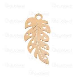 1720-2011-14GL - Nature Acier Inoxydable 304 Pendentif Feuille 20.5x10x1mm avec Boucle 1.5mm Plaque Or 10pcs 1720-2011-14GL,FEUILLE,montreal, quebec, canada, beads, wholesale