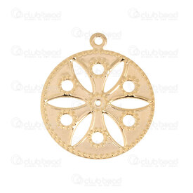 1720-2011-16GL - Nature Acier Inoxydable 316 Pendentif Fleur Rond 22x19x0.8mm avec Boucle Plaque Or 20pcs 1720-2011-16GL,Pendentifs,Acier inoxydable,montreal, quebec, canada, beads, wholesale