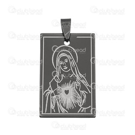 1720-2012-004 - Spirituel Pendentif Vierge Marie Acier Inoxydable Naturel 25X38mm 12gr 1pc 1720-2012-004,montreal, quebec, canada, beads, wholesale
