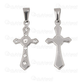 1720-2012-116 - Spirituel Acier Inoxydable 304 Pendentif Croix 29.5x15x2.5mm avec Beliere Naturel 10pcs 1720-2012-116,76,13,montreal, quebec, canada, beads, wholesale