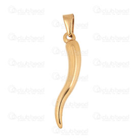 1720-2012-122GL - Spiritual Stainless Steel 304 Pendant Lucky Horn (Tusk) 34x5x4mm with Bail Gold Plated 4pcs 1720-2012-122GL,corne,montreal, quebec, canada, beads, wholesale