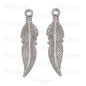 1720-2012-1282 - Spirituel Acier Inoxydable 304 Pendentif Plume 26.5x6.5x2mm avec Boucle Naturel 10pcs 1720-2012-1282,=p,montreal, quebec, canada, beads, wholesale