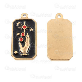 1720-2012-140GL - Spiritual Stainless Steel 304 Pendant Tarot Card Rectangle 25.5x13x3mm with Black Enamel and Loop Gold Plated 5pcs 1720-2012-140GL,Pendants,Stainless Steel,montreal, quebec, canada, beads, wholesale