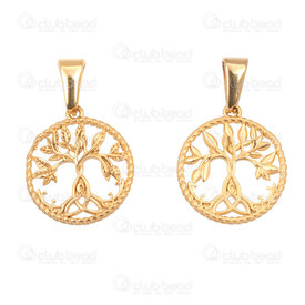 1720-2012-146GL - Spiritual Stainless Steel 304 Pendant Tree of Life 18x16x2mm with Bail Gold Plated 4pcs 1720-2012-146GL,vs,montreal, quebec, canada, beads, wholesale
