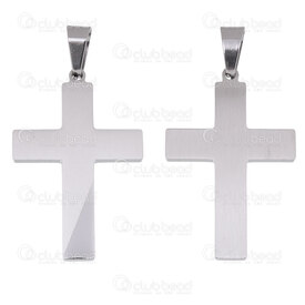 1720-2012-148 - Spiritual Stainless Steel 304 Pendant Cross 34x21x2.5mm with Bail Natural Brushed Finish 1pc 1720-2012-148,Ã,montreal, quebec, canada, beads, wholesale
