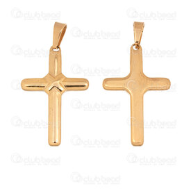 1720-2012-150GL - Spirituel Acier Inoxydable 304 Pendentif Croix 27x17.5x2.5mm avec Motif ''X'' et Beliere Plaque Or 5pcs 1720-2012-150GL,OS,montreal, quebec, canada, beads, wholesale