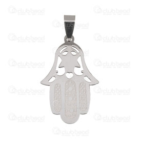 1720-2012-36 - Stainless steel pendant Fatima Hand 32x22.5mm Natural 1pc 1720-2012-36,Pendants,Stainless Steel,montreal, quebec, canada, beads, wholesale