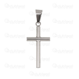 1720-2012-38 - Spiritual Stainless steel Pendant Cross 30x17x3mm with Bail 9.5x5mm Natural 1pc 1720-2012-38,Pendants,Stainless Steel,montreal, quebec, canada, beads, wholesale