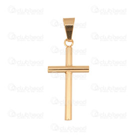 1720-2012-38GL - Spiritual Stainless steel Pendant Cross 30x17x3mm with Bail 9.5x5mm Gold 1pc 1720-2012-38GL,Pendants,Stainless Steel,montreal, quebec, canada, beads, wholesale