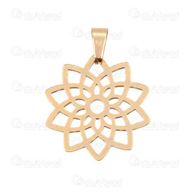 1720-2012-44GL - Spiritual Stainless Steel Pendant Lotus Flower 25x1mm with Bail High Quality Polish Natural 4pcs 1720-2012-44GL,Pendants,Stainless Steel,montreal, quebec, canada, beads, wholesale