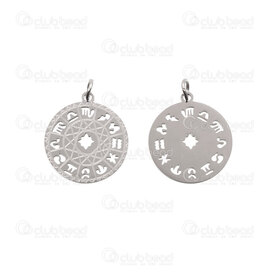 1720-2012-66 - Spiritual Stainless Steel Pendant 12 Zodiac Sign 21x19x1mm with 5mm Ring 5pcs Natural 1720-2012-66,1720-2,montreal, quebec, canada, beads, wholesale