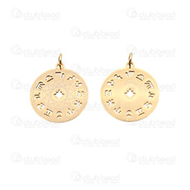1720-2012-66GL - Spiritual Stainless Steel Pendant 12 Zodiac Sign 21x19x1mm with 5mm Ring 5pcs Gold 1720-2012-66GL,Pendants,Stainless Steel,montreal, quebec, canada, beads, wholesale