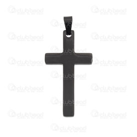 1720-2012-6832-BLK - Spiritual Stainless Steel Pendant Cross 32x17x1.5mm with Bail Black 4pcs 1720-2012-6832-BLK,Pendants,montreal, quebec, canada, beads, wholesale