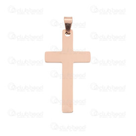 1720-2012-6832-RGL - Spiritual Stainless Steel Pendant Cross 32x17x1.5mm with Bail Rose Gold 4pcs 1720-2012-6832-RGL,1720-20,montreal, quebec, canada, beads, wholesale