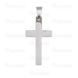 1720-2012-6832 - Spiritual Stainless Steel Pendant Cross 32x17x1.5mm with Bail Natural 4pcs 1720-2012-6832,1720-20,montreal, quebec, canada, beads, wholesale