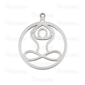 1720-2012-72 - Spiritual Stainless Steel Pendant Round Yoga 27x23x1.5mm with 1.2mm loop Natural 20pcs 1720-2012-72,Pendants,Stainless Steel,montreal, quebec, canada, beads, wholesale