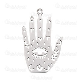 1720-2012-86 - Spiritual Stainless Steel Pendant Fatima Hand 30x18x1mm with loop Natural 5pcs 1720-2012-86,Pendants,montreal, quebec, canada, beads, wholesale