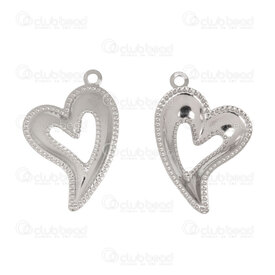 1720-2014-12 - Heart Stainless Steel Pendant Heart 22.5x14.5x2.5mm with Dot Design Half Hollow and Loop Natural 20pcs 1720-2014-12,Pendants,montreal, quebec, canada, beads, wholesale