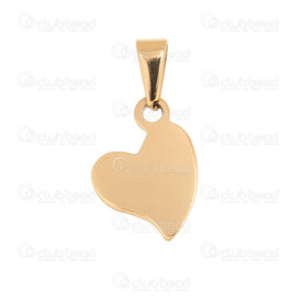 1720-2014-22GL - Heart Stainless Steel 304 Pendant Croocked Heart 18.5x13.5x2mm with Bail Gold Plated 10pcs 1720-2014-22GL,1720-20,montreal, quebec, canada, beads, wholesale