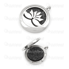 1720-2024 - Stainless Steel 304 Pendant Essential Oil Diffuser Locket Round Lotus 30mm Natural With 4 felt pads 5pc 1720-2024,Pendants,1pc,Pendant,Essential Oil Diffuser Locket,Metal,Stainless Steel 304,30MM,Round,Round,Lotus,Grey,Natural,With 4 felt pads,China,montreal, quebec, canada, beads, wholesale
