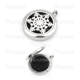 1720-2036 - Stainless Steel 304 Pendant Essential Oil Diffuser Locket Round Snowflake 30mm Natural With 5 felt pads 1pc  Theme: Christmas 1720-2036,Pendants,Round,Pendant,Essential Oil Diffuser Locket,Metal,Stainless Steel 304,30MM,Round,Round,Snowflake,Grey,Natural,With 5 felt pads,China,montreal, quebec, canada, beads, wholesale