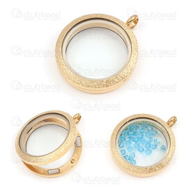1720-2050-GL - Stainless Steel 304 Pendant Memory Locket Round 30mm Gold With Stardust 1pc 1720-2050-GL,Pendants,1pc,Pendant,Memory Locket,Metal,Stainless Steel 304,30MM,Round,Round,Yellow,Gold,With Stardust,China,1pc,montreal, quebec, canada, beads, wholesale