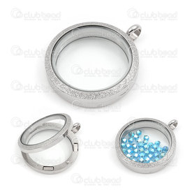 1720-2050 - Stainless Steel 304 Pendant Memory Locket Round 30mm Natural With Stardust 1pc 1720-2050,Stainless Steel,30MM,Pendant,Memory Locket,Metal,Stainless Steel 304,30MM,Round,Round,Grey,Natural,With Stardust,China,1pc,montreal, quebec, canada, beads, wholesale