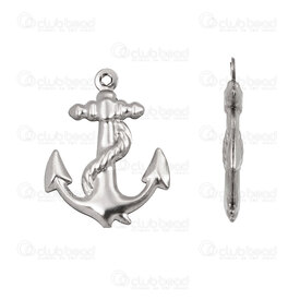 1720-2066-24 - Stainless Steel Pendant Anchor 24x18.5x3mm 3D with 1mm loop Natural 30pcs 1720-2066-24,1720-,montreal, quebec, canada, beads, wholesale