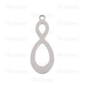 1720-2077-2 - Stainless Steel Pendant Infinity 28x11x1mm with 1.5mm loop High Quality Polish Natural 10pcs 1720-2077-2,1720-,montreal, quebec, canada, beads, wholesale