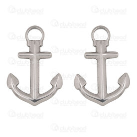 1720-2080 - Acier Inoxydable Pendentif Ancre 30x20x2.5mm avec Boucle 5mm Naturel 5pcs 1720-2080,ancre,montreal, quebec, canada, beads, wholesale