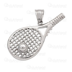 1720-2096 - Stainless Steel Pendant Tennis Racket 23x46.5x9.5mm with Bail Natural 1pc 1720-2096,1720-20,montreal, quebec, canada, beads, wholesale