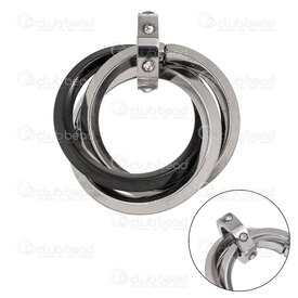 1720-2097-2-BKN - Stainless Steel 304 Pendant Tripple Twisted Ring 27x23x11mm with Spacer Bead 8x3mm and Crystal Rhinestone Black-Natural High Quality Polish 5pcs 1720-2097-2-BKN,bille de cristal,montreal, quebec, canada, beads, wholesale