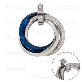 1720-2097-2-BLN - Stainless Steel 304 Pendant Tripple Twisted Ring 27x23x11mm with Spacer Bead 8x3mm and Crystal Rhinestone Blue-Natural High Quality Polish 5pcs 1720-2097-2-BLN,crystal bead,montreal, quebec, canada, beads, wholesale