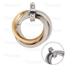 1720-2097-2-GLN - Stainless Steel 304 Pendant Tripple Twisted Ring 27x23x11mm with Spacer Bead 8x3mm and Crystal Rhinestone Gold-Natural High Quality Polish 5pcs 1720-2097-2-GLN,Torsade,montreal, quebec, canada, beads, wholesale