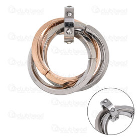 1720-2097-2-RGLN - Stainless Steel 304 Pendant Tripple Twisted Ring 27x23x11mm with Spacer Bead 8x3mm and Crystal Rhinestone Rose Gold-Natural High Quality Polish 5pcs 1720-2097-2-RGLN,stainless bead gold,montreal, quebec, canada, beads, wholesale