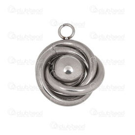 1720-2098 - Stainless Steel Pendant Triple Rings with Ball 20x16x8mm with 2.5mm loop Natural 4pcs 1720-2098,1720-20,montreal, quebec, canada, beads, wholesale