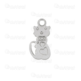 1720-2110-008 - Stainless Steel 304 Charm Cat 6x12mm Natural 20pcs  Theme: Animals 1720-2110-008,Charms,20pcs,Charm,Metal,Stainless Steel 304,6X12MM,Cat,Grey,Natural,China,20pcs,Theme: Animals,montreal, quebec, canada, beads, wholesale