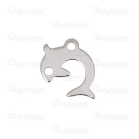1720-2110-30 - Animal Stainless Steel Charm Dolphin 15x14x0.8mm with 2mm loop Natural 20 pcs 1720-2110-30,Pendants,Stainless Steel,montreal, quebec, canada, beads, wholesale