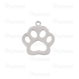 1720-2110-36 - Animal Stainless Steel Charm Animal Paw 16x15x1mm 1mm Loop Natural 10pcs 1720-2110-36,Charms,montreal, quebec, canada, beads, wholesale