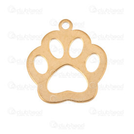 1720-2110-36GL - Animal Acier Inoxydable Breloque Empreinte Patte 16x15x1mm avec Boucle 1mm Plaque Or 10pcs 1720-2110-36GL,Patte,montreal, quebec, canada, beads, wholesale
