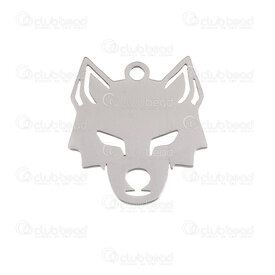 1720-2110-38 - Animal Stainless Steel Charm Wolf Head 15.5x14mm with 1.5mm Loop Natural 10pcs 1720-2110-38,Charms,montreal, quebec, canada, beads, wholesale