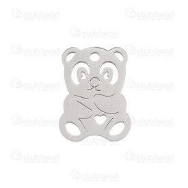 1720-2110-40 - Animal Stainless Steel Charm Panda 16x12x1mm with 1.5mm Hole Ntural 10pcs 1720-2110-40,Pendants,Stainless Steel,montreal, quebec, canada, beads, wholesale